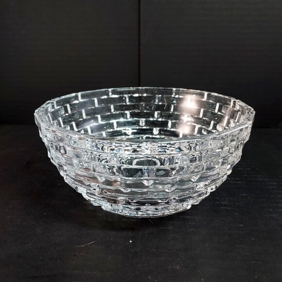 Mikasa Palazzo Crystal Bowl 7 Inch Brick Beehive Step MCM Decor Stunning Decor - Picture 1 of 5